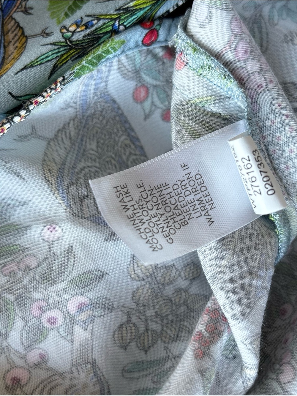 J.Jill S Bird Botanical Print Top Blouse 3/4 Sleeve EcoVero Viscose Old Money - Picture 8 of 13